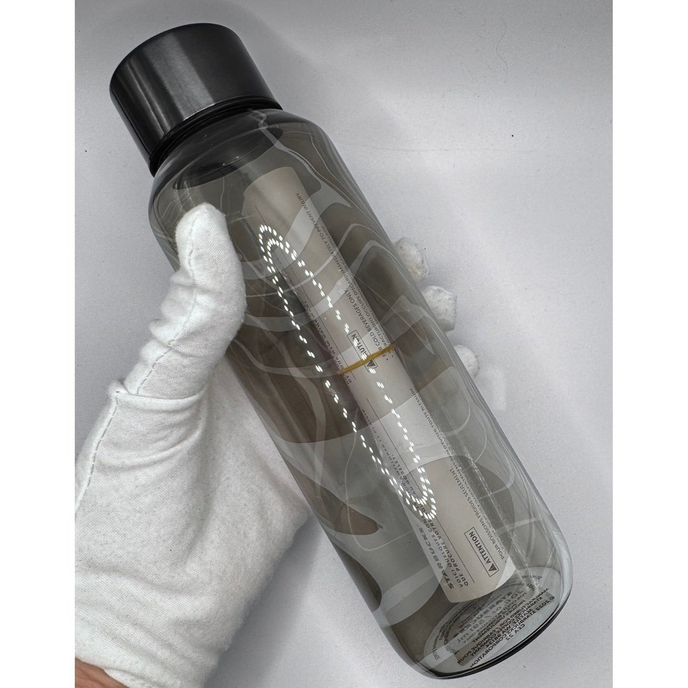 Starbucks Smoke Gray Swirls Glass Water Bottle Tumbler 20 oz NEW #927